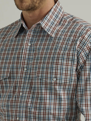 WRANGLER JEANS Mens - Shirt - Woven - Long Sleeve - Snap Wrangler Men's Wrinkle Resist Brown Long Sleeve Snap Shirt 112330342
