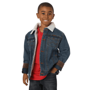 Boys fur lined denim jacket deals