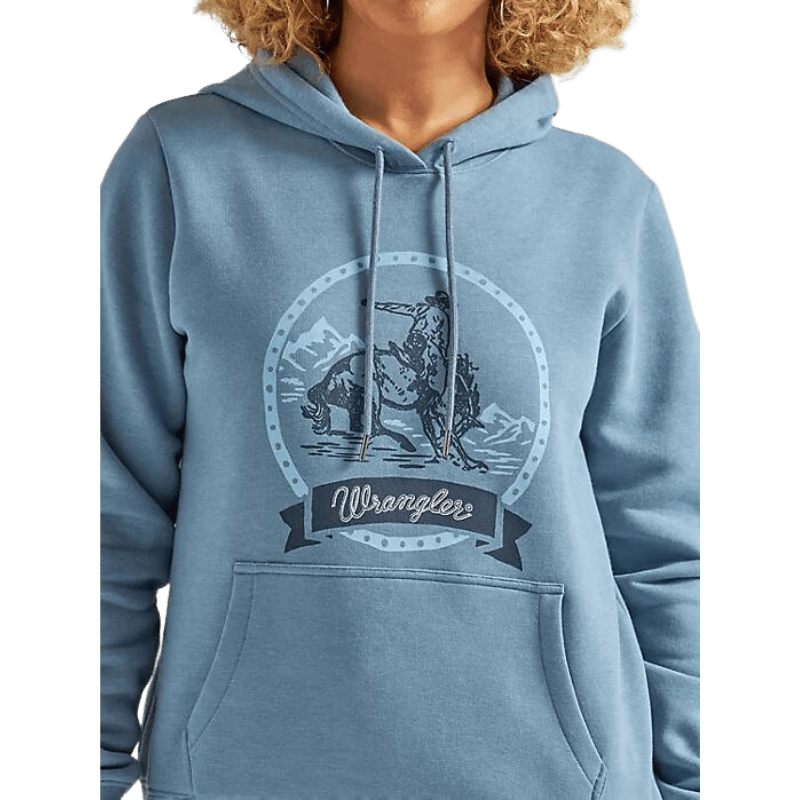 WRANGLER JEANS Outerwear Wrangler Women's Buckin Cowboy Blue Hoodie 112339545