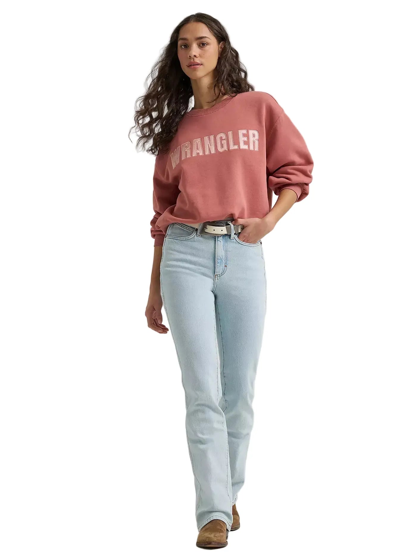 WRANGLER JEANS Outerwear Wrangler Women's Withered Rose Logo Canyon Crew Pullover Sweatshirt 112380254