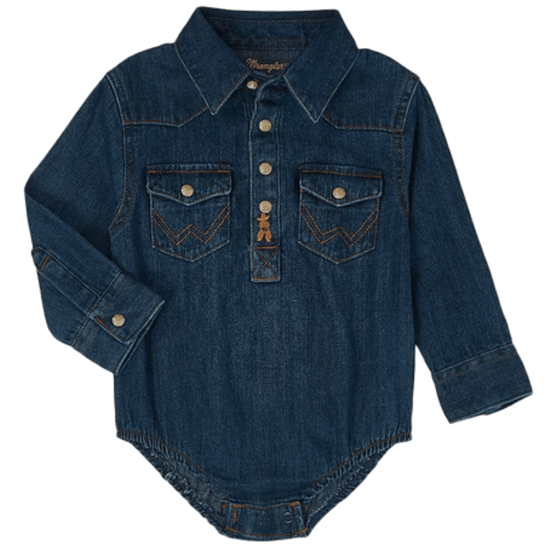 WRANGLER JEANS Shirts Wrangler Baby Boy's Denim Long Sleeve Western Snap Onesie 10PQ4165D