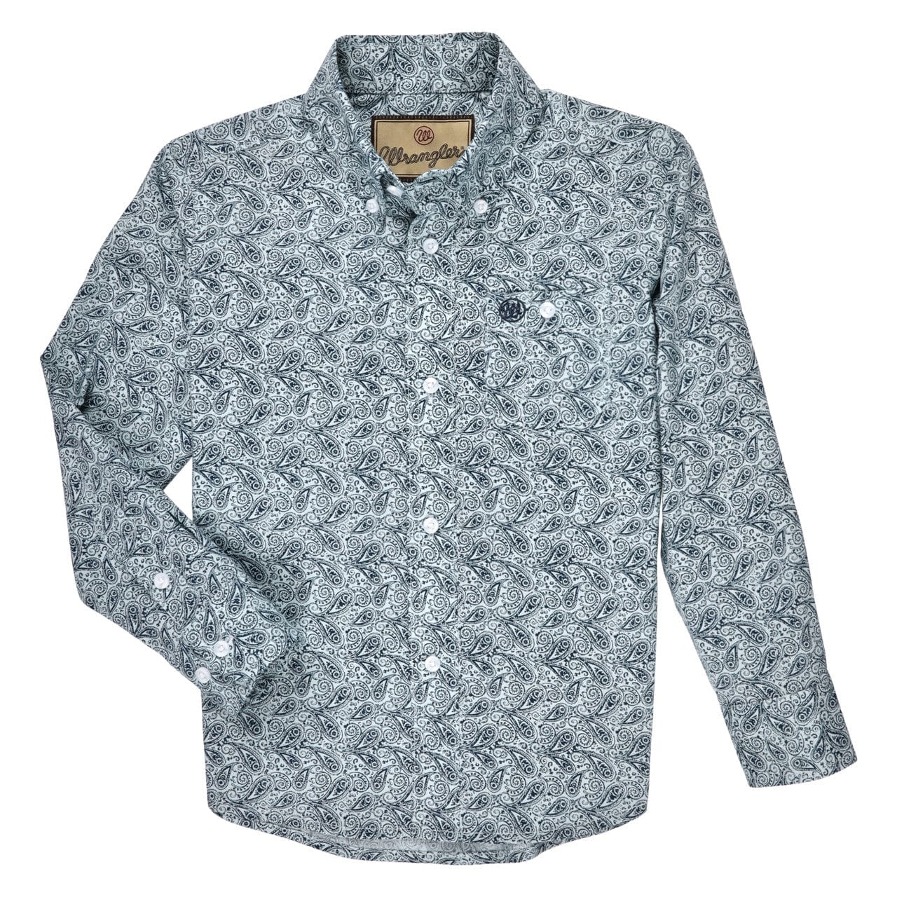 WRANGLER JEANS Shirts Wrangler Boy's Aqua Paisley Button Down Long Sleeve Shirt 112327841