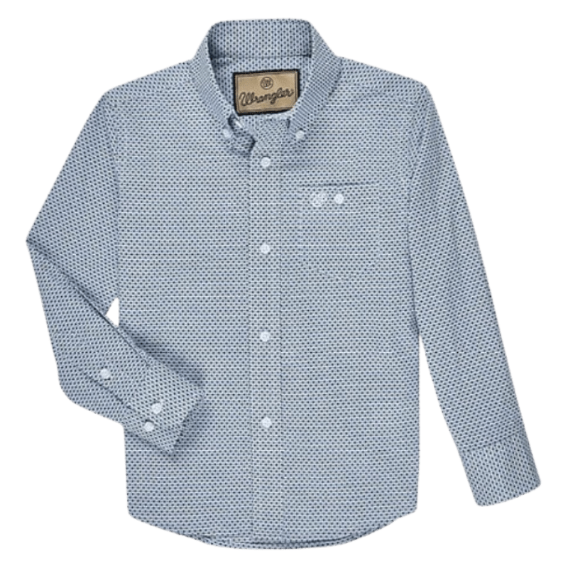 WRANGLER JEANS Shirts Wrangler Boy's Blue Sea Cross Button Down Long Sleeve Shirt 112327840