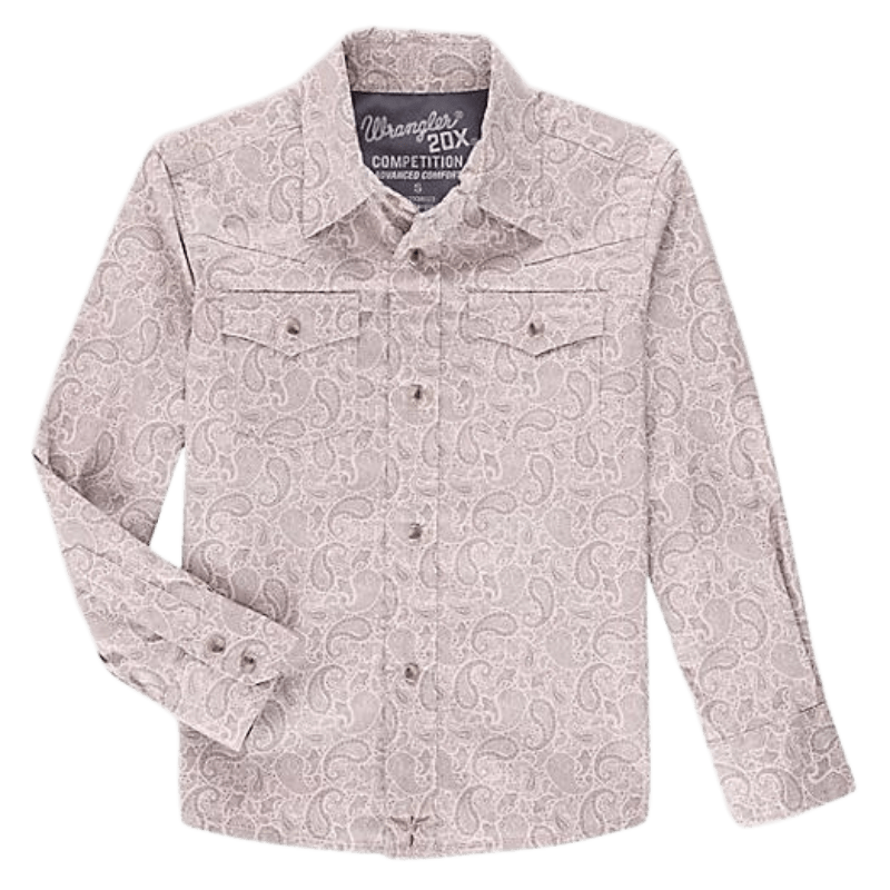 WRANGLER JEANS Shirts Wrangler Boys 20X Advanced Comfort Sandy Paisley Print Long Sleeve Western Snap Shirt 112338023