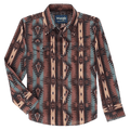 WRANGLER JEANS Shirts Wrangler Boys Checotah Chocolate Brown Long Sleeve Western Snap Shirt 112337430