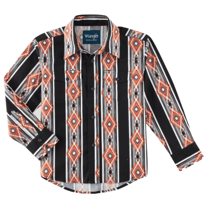 WRANGLER JEANS Shirts Wrangler Boys Checotah Shadower Long Sleeve Western Snap Desert Print Shirt 112318650