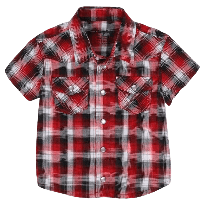 Red plaid sales short sleeve shirt