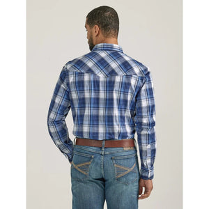 WRANGLER JEANS Shirts Wrangler Men's 20 Competition Blue Plaid Advanced Comfort Long Sleeve Western Snap Shirt 112338019