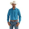 WRANGLER JEANS Shirts Wrangler Men's 20x Advanced Comfort Blue Print Long Sleeve Western Snap Shirt 112324831