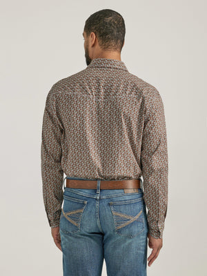 WRANGLER JEANS Shirts Wrangler Men's 20x Advanced Comfort Chocolate Orange Long Sleeve Western Snap Shirt 112338015
