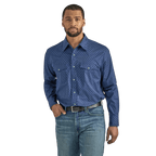WRANGLER JEANS Shirts Wrangler Men's 20X Competition Advanced Comfort Blue Long Sleeve Western Snap Shirt 112338021