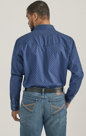 WRANGLER JEANS Shirts Wrangler Men's 20X Competition Advanced Comfort Blue Long Sleeve Western Snap Shirt 112338021