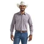 WRANGLER JEANS Shirts Wrangler Men's 20X Competition Advanced Comfort Dark Pink Long Sleeve Western Snap Plaid Shirt 112324836