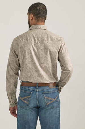 WRANGLER JEANS Shirts Wrangler Men's 20X Competition Comfort Paisley Sand Long Sleeve Western Snap Shirt 112338017