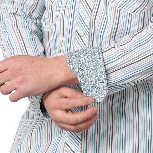 WRANGLER JEANS Shirts Wrangler Men's Advanced Comfort Striped Long Sleeve Western Shirt 112314970