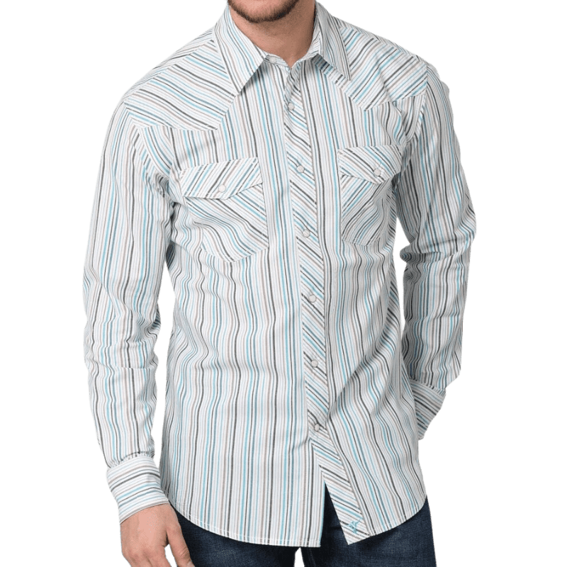 WRANGLER JEANS Shirts Wrangler Men's Advanced Comfort Striped Long Sleeve Western Shirt 112314970
