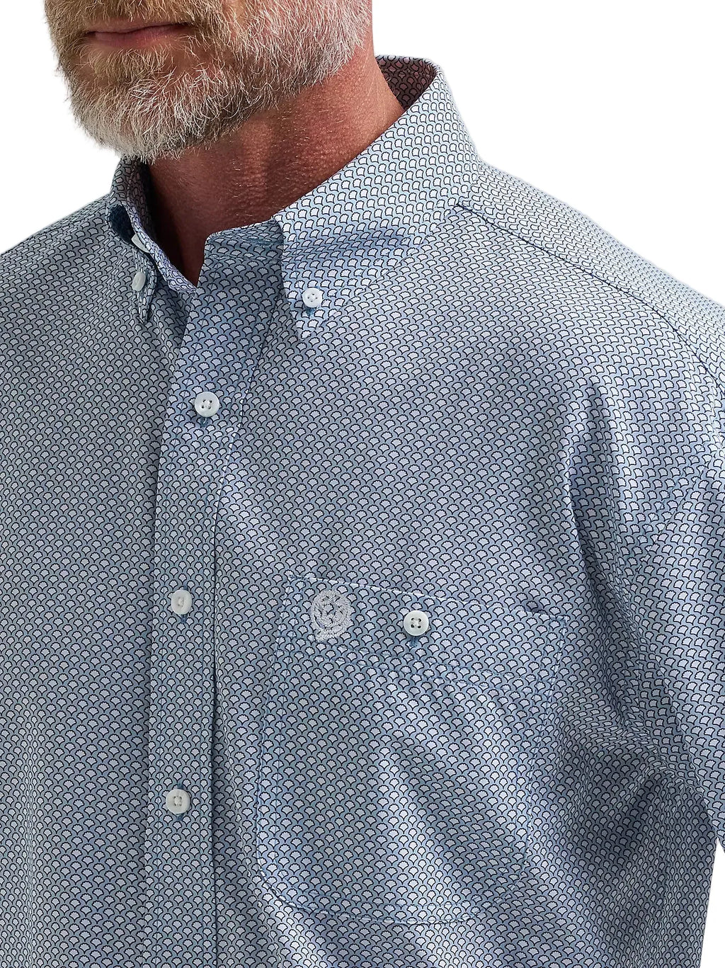 WRANGLER JEANS Shirts Wrangler Men's Blue Fan George Strait Performance Button Down Shit 112381964