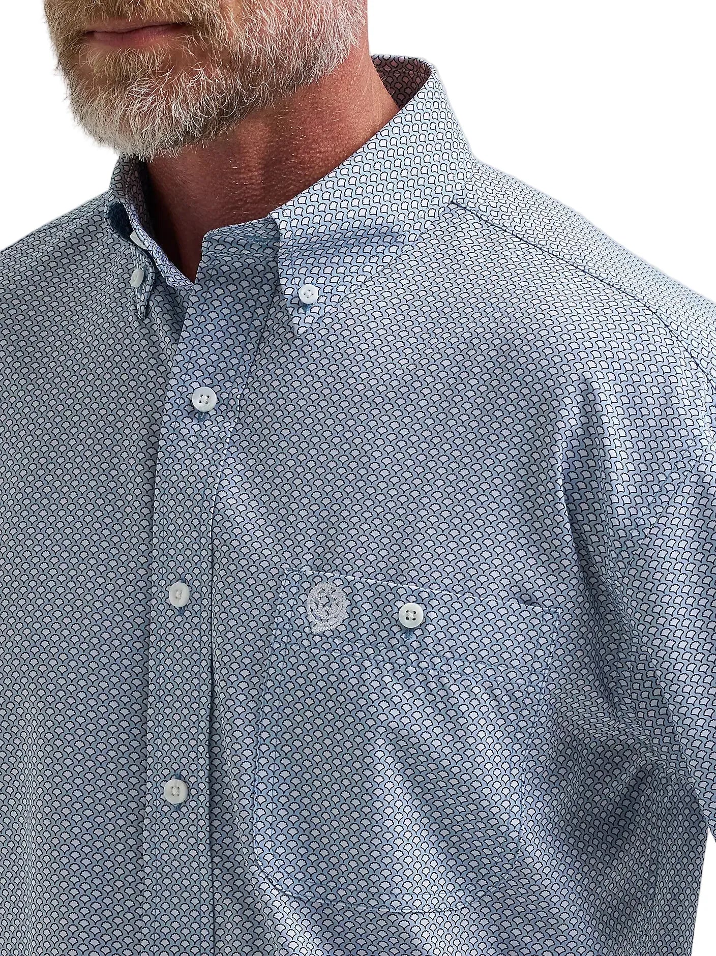 WRANGLER JEANS Shirts Wrangler Men's Blue Fan George Strait Performance Button Down Shit 112381964