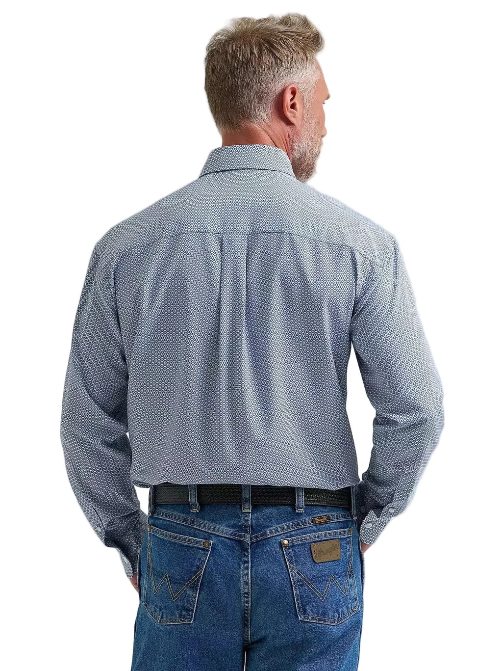 WRANGLER JEANS Shirts Wrangler Men's Blue Fan George Strait Performance Button Down Shit 112381964
