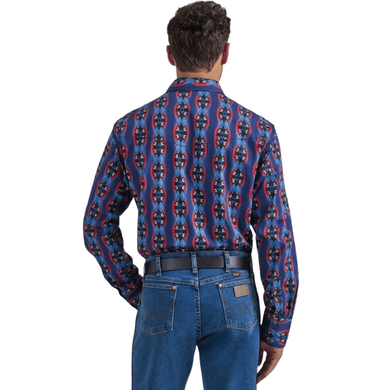 Wrangler Men's Checotah Geo Print Long Sleeve Western Snap