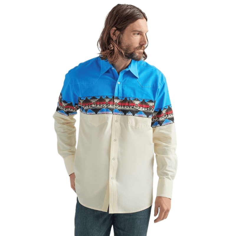 WRANGLER JEANS Shirts Wrangler Men's Checotah Multi Long Sleeve Western Snap Shirt 112324788