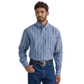 WRANGLER JEANS Shirts Wrangler Men's George Strait Blue Stripe Long Sleeve Western Shirt 112338098