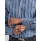WRANGLER JEANS Shirts Wrangler Men's George Strait Blue Stripe Long Sleeve Western Shirt 112338098
