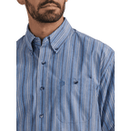 WRANGLER JEANS Shirts Wrangler Men's George Strait Blue Stripe Long Sleeve Western Shirt 112338098