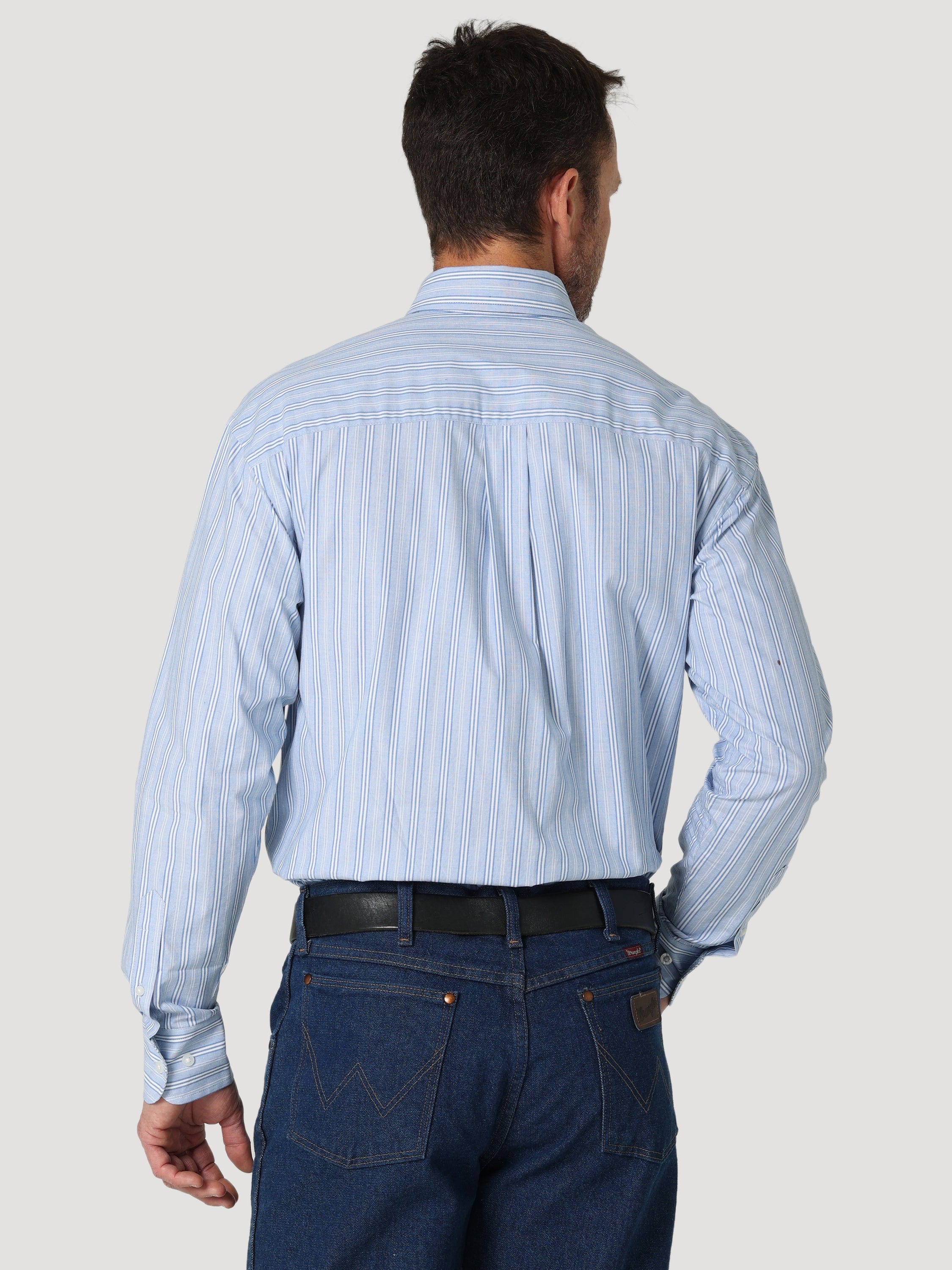 Wrangler Men's George Strait Blue Striped Button-Down Long Sleeve