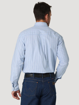 WRANGLER JEANS Shirts Wrangler Men's George Strait Blue Striped Button-Down Long Sleeve Western Shirt 112314980