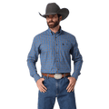 WRANGLER JEANS Shirts Wrangler Men's George Strait Inky Long Sleeve Button Down One Pocket Plaid Shirt 112318987