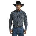 WRANGLER JEANS Shirts Wrangler Men's George Strait Navy Paisley Long Sleeve Button Down Western Shirt 112331808