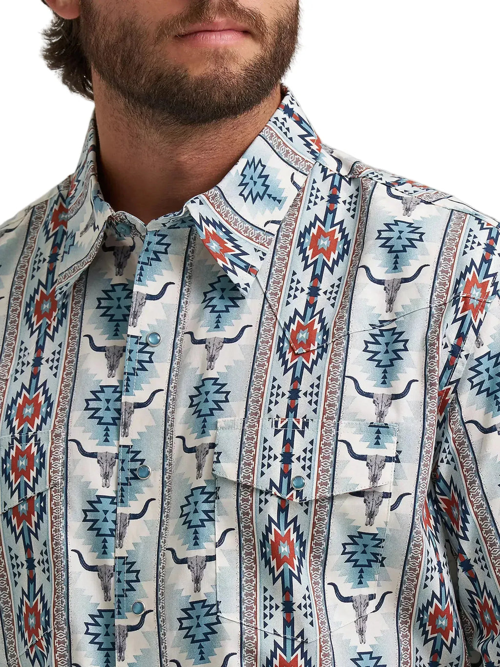 WRANGLER JEANS Shirts Wrangler Men's Gray Steerhead Checotah Western Snap Shirt 112374908