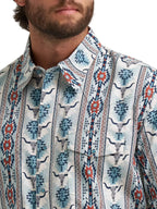 WRANGLER JEANS Shirts Wrangler Men's Gray Steerhead Checotah Western Snap Shirt 112374908