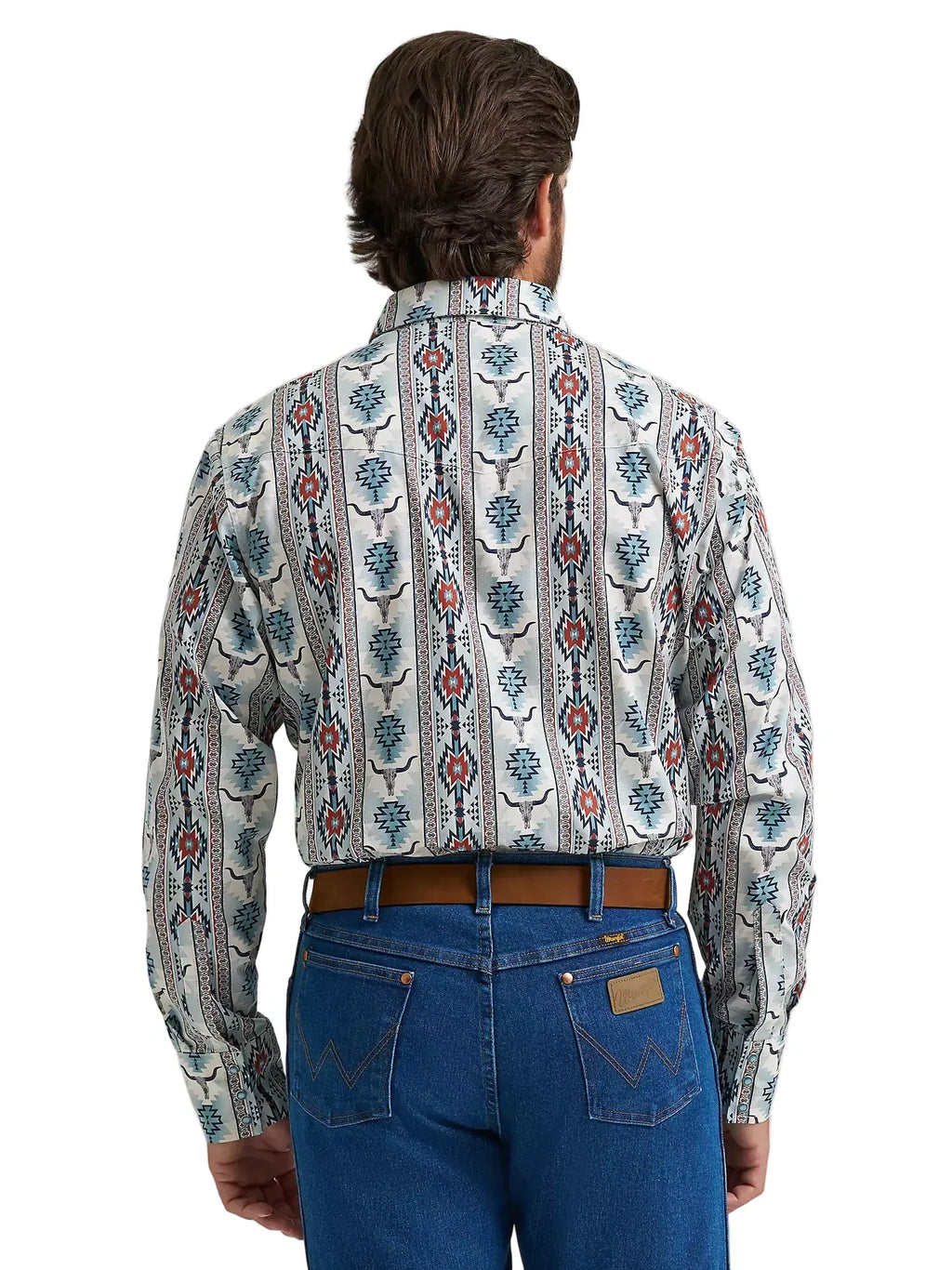 WRANGLER JEANS Shirts Wrangler Men's Gray Steerhead Checotah Western Snap Shirt 112374908