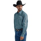WRANGLER JEANS Shirts Wrangler Men's Logo Blue Diamonds Long Sleeve Western Snap Shirt 112337440