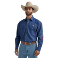 WRANGLER JEANS Shirts Wrangler Men's Logo Mexico Indigo Denim Long Sleeve Western Snap Shirt 112324642
