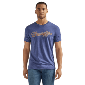 WRANGLER JEANS Shirts Wrangler Men's Looped Logo Denim Heather Short Sleeve T-Shirt 112339558