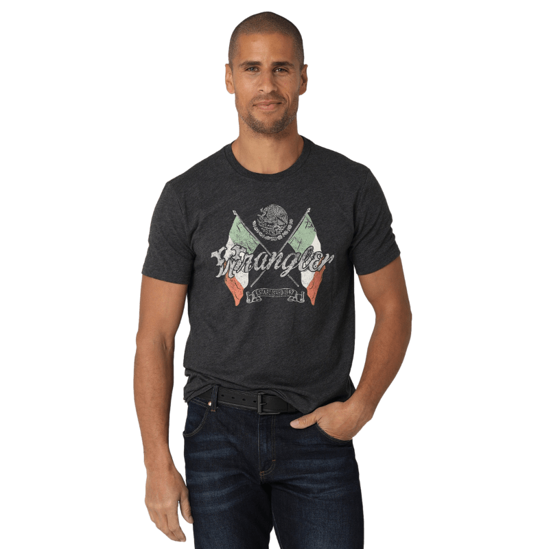 WRANGLER JEANS Shirts Wrangler Men's Mexican Flag Caviar Heather Graphic T-Shirt 112325777
