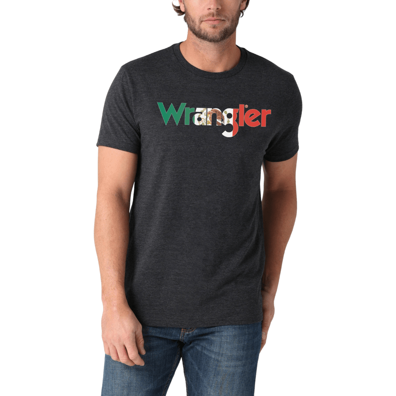 Wrangler Men's Mexico Flag Logo Charcoal Grey T-Shirt 112325775