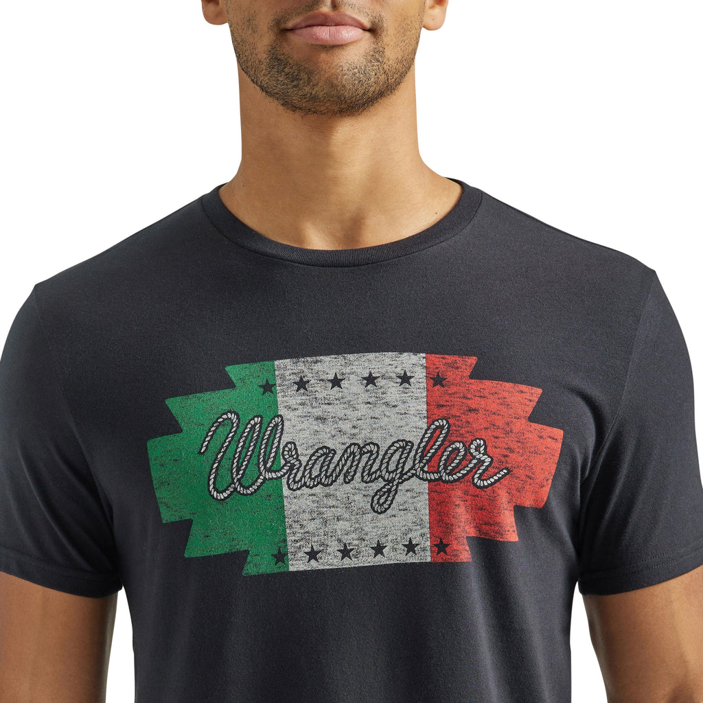 WRANGLER JEANS Shirts Wrangler Men's Mexico Flag Logo Jet Black T-Shirt 112339598
