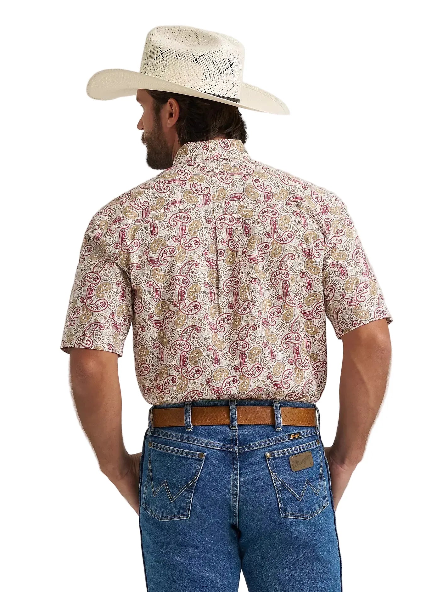 WRANGLER JEANS Shirts Wrangler Men's Mustard Paisley Short Sleeve Button Down Shirt 112381966