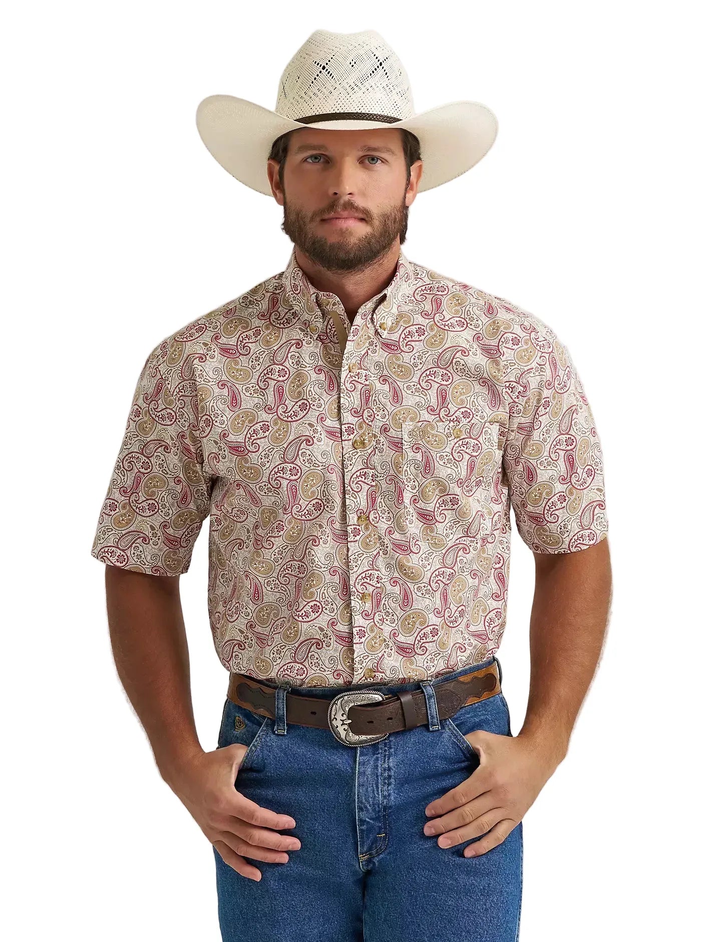 Wrangler Men's George Strait Teal Shirt, M