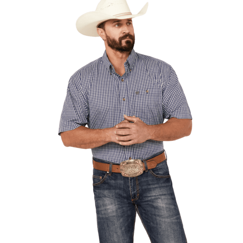 WRANGLER JEANS Shirts Wrangler Men's Plaid Classic Fit Short Sleeve Button Down Western Shirt 112327784