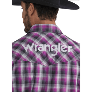 WRANGLER JEANS Shirts Wrangler Men's Purple Plaid Long Sleeve Western Snap Shirt 112337438