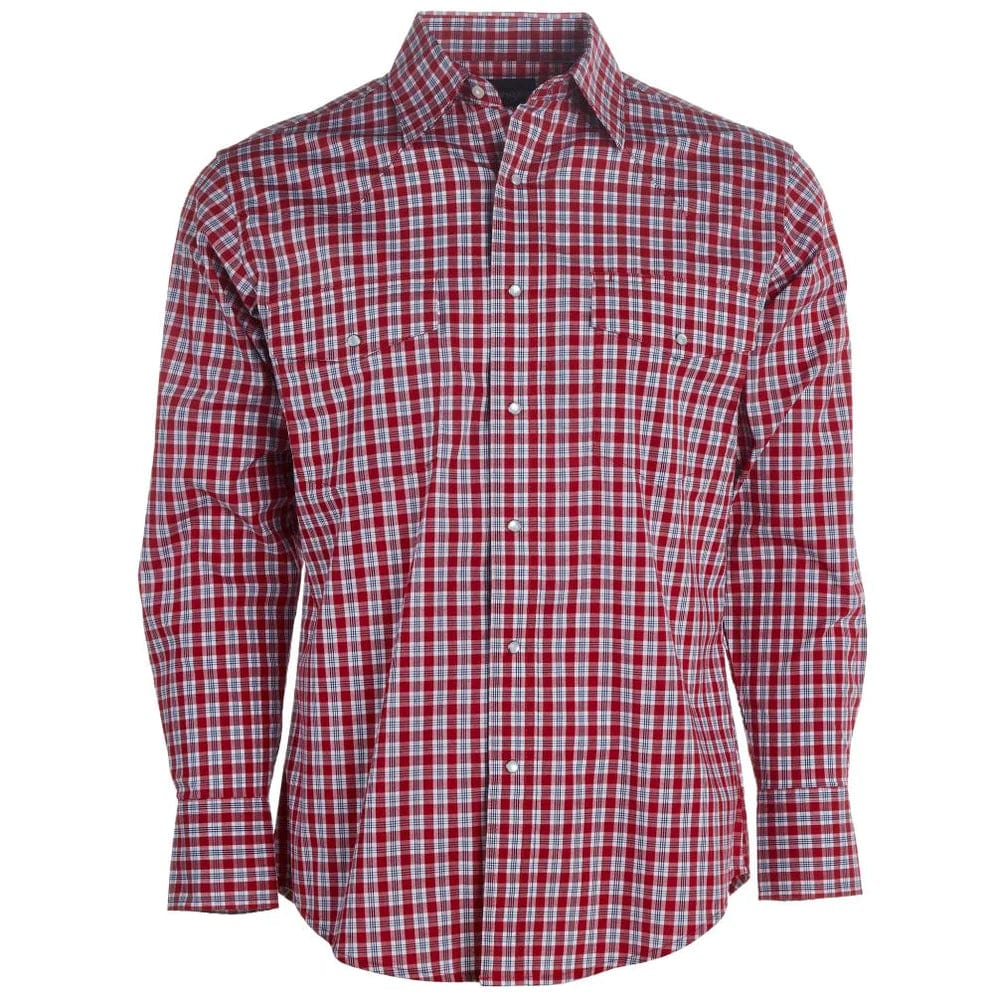 WRANGLER JEANS Shirts Wrangler Men's Red Snap Plaid Wrinkle Resist Western Shirt 112324688