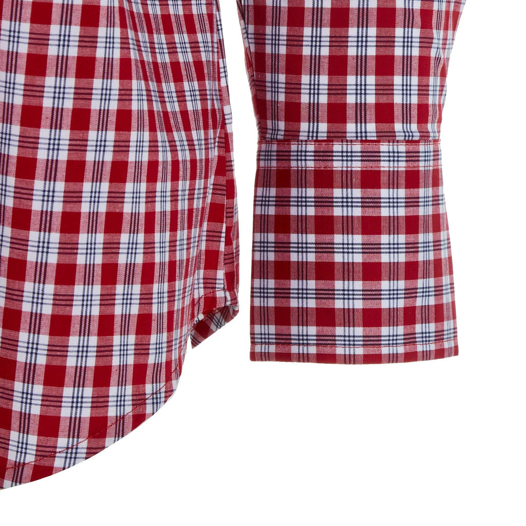 WRANGLER JEANS Shirts Wrangler Men's Red Snap Plaid Wrinkle Resist Western Shirt 112324688