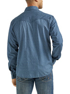 WRANGLER JEANS Shirts Wrangler Men's Retro Premium Blue Flower Chain Long Sleeve Snap Shirt 112338158
