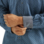 WRANGLER JEANS Shirts Wrangler Men's Retro Premium Blue Flower Chain Long Sleeve Snap Shirt 112338158