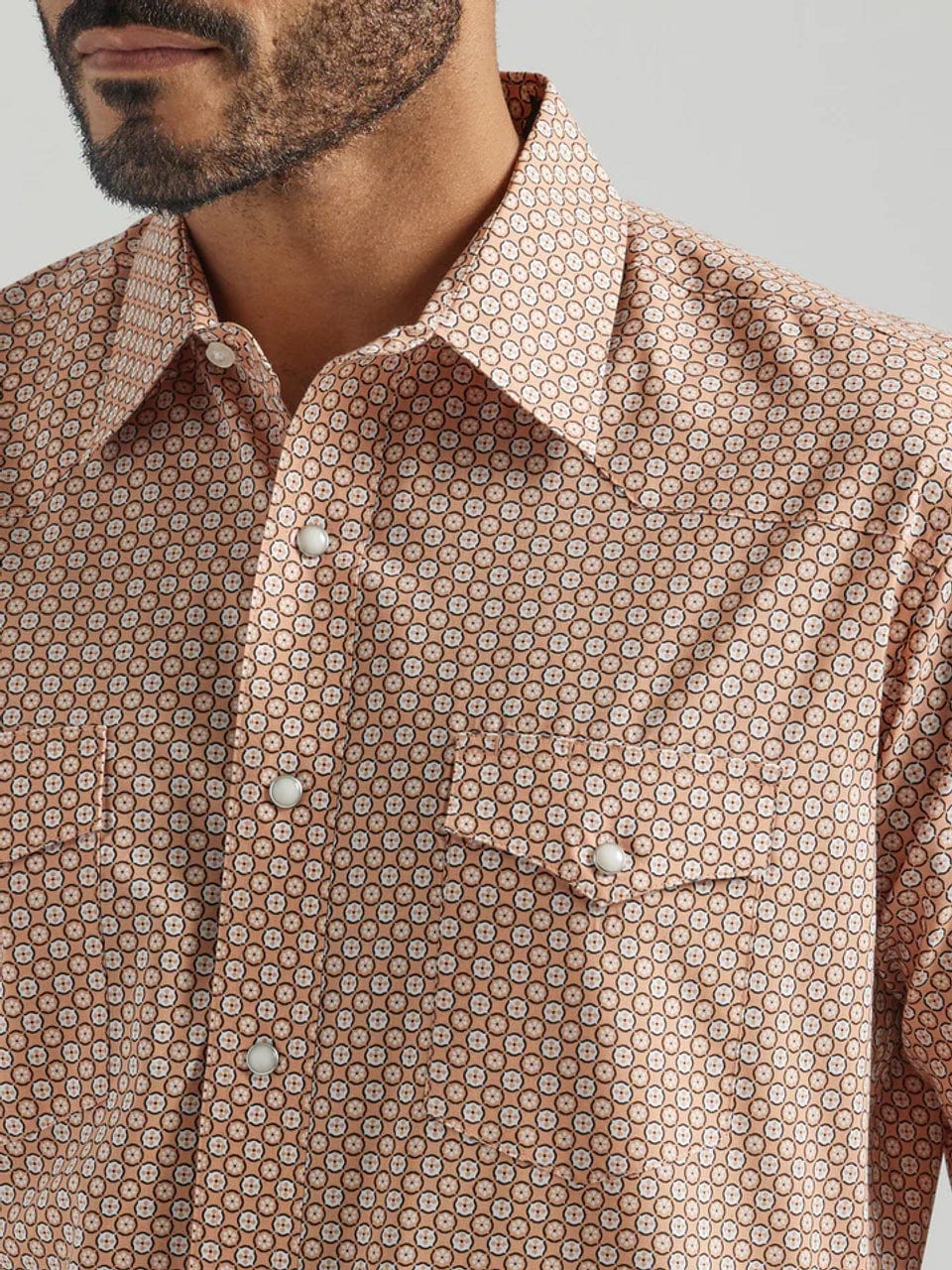 WRANGLER JEANS Shirts Wrangler Men's Silver Edition Copper Print Long Sleeve Western Shirt 112324690